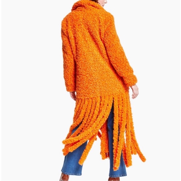 INC INTERNATIONAL CONCEPTS ORANGE FRINGE TEDDY COAT ‼️MOST WANTED‼️ - Picture 9 of 10